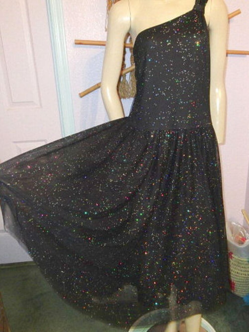 Vtg 90s Y2K Torrid Glitter Tulle Dress Size 14 Iridescent Midi Whimsigoth Fairy